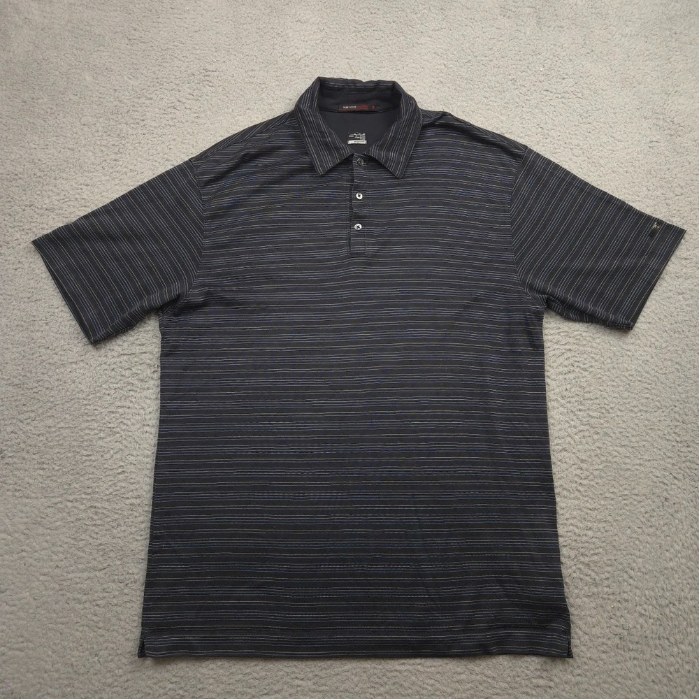 Nike Tiger Woods Collection Polo Shirt Mens XL‎ Black Golf Striped Short Sleeve